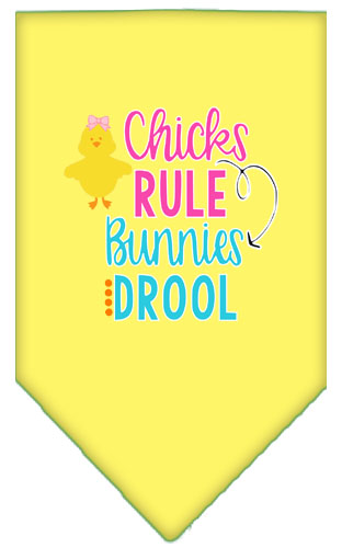 Chicks Rule Screen Print Bandana Yellow Small